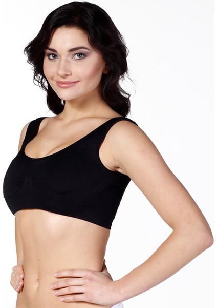 Kadın S-M-L-XL Beden Kalın Askılı Pedli Büstiyer Korse