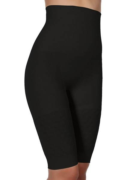 Yüksek Bel Uzun S-M-L-XL-2XL Beden Toparlayıcı Paçalı Kadın Korse Siyah