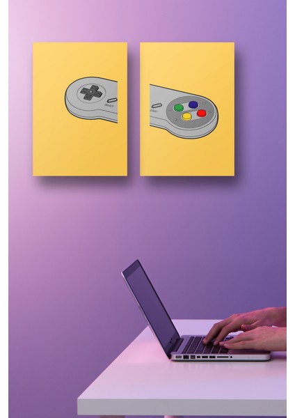 2'li Set Oyuncu Posterleri & Retro Nintendo Posteri & Retro Gamer Poster & Oyun Posteri Gknkm1