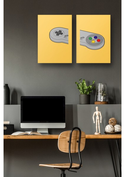 2'li Set Oyuncu Posterleri & Retro Nintendo Posteri & Retro Gamer Poster & Oyun Posteri Gknkm1