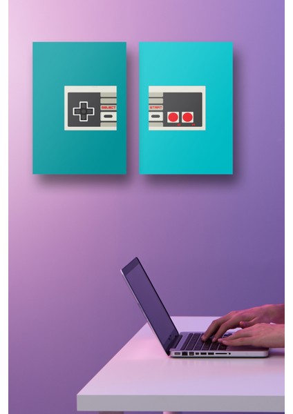 2'li Set Gamer Posterleri & Klasik Nintendo Poster & Oyun Posterleri & Gamer Posterleri Gknkm1