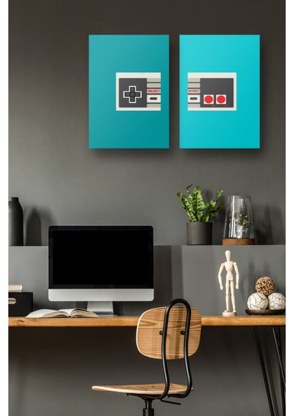 2'li Set Gamer Posterleri & Klasik Nintendo Poster & Oyun Posterleri & Gamer Posterleri Gknkm1