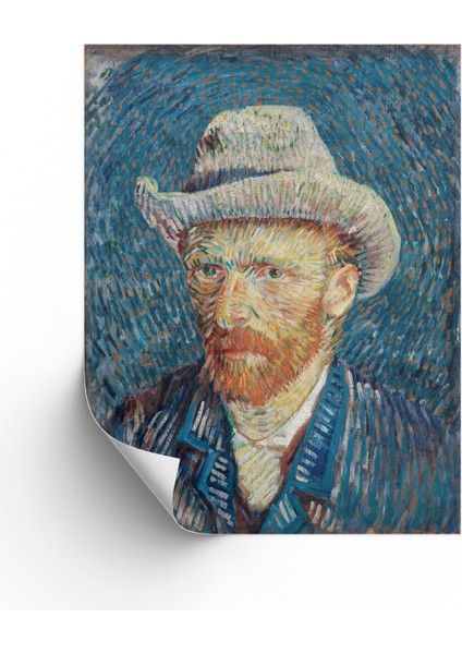 Gri Fötr Şapkalı Otoportre Poster & Van Gogh Posteri & Sanatsal Poster Dekoratif Poster Sdnkm1