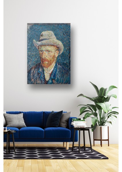 Gri Fötr Şapkalı Otoportre Poster & Van Gogh Posteri & Sanatsal Poster Dekoratif Poster Sdnkm1