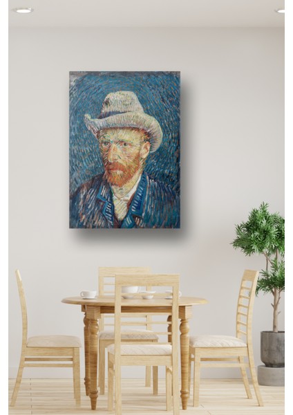 Gri Fötr Şapkalı Otoportre Poster & Van Gogh Posteri & Sanatsal Poster Dekoratif Poster Sdnkm1