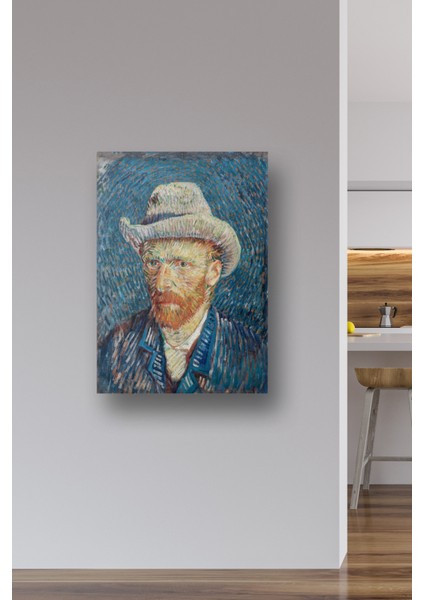 Gri Fötr Şapkalı Otoportre Poster & Van Gogh Posteri & Sanatsal Poster Dekoratif Poster Sdnkm1