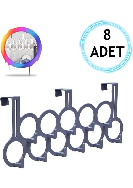 Masho Trend 8 Adet Gri Gondol Kapı Arkası Askılık - Çok Amaçlı Kapı Arkası Askılığı