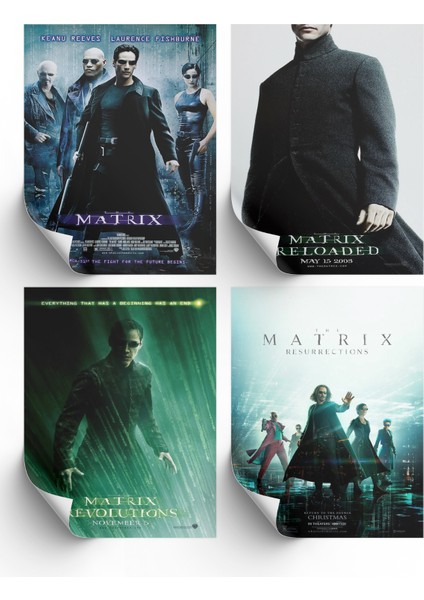 4lü Set The Matrix Posterleri & Matrix Posterleri & Matrix Afişleri & Film Posterleri Dfknkm1