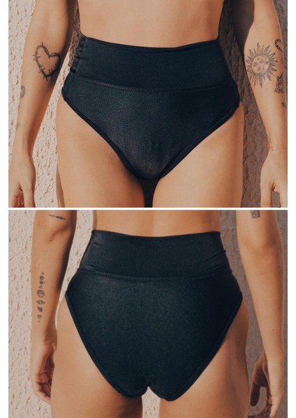 Regl Dönemine Özel Konforlu Pedkini Mayo Altı Eco Friendly Swimwear Süper Emici Yüksek Bel Bikini Altı Siyah Regl Mayosu