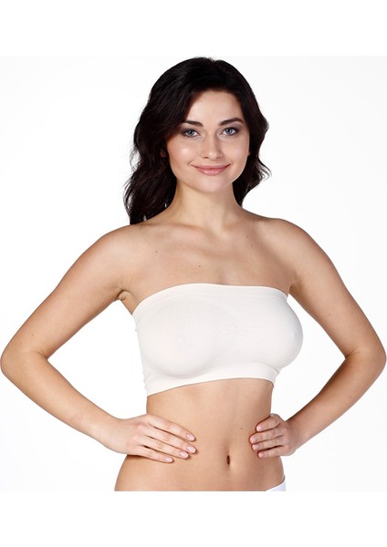 Kadın S-M-L-XL Beden Beyaz Straplez Toparlayıcı Pedli Dikişsiz Askılı Straplez Korse fiyatları