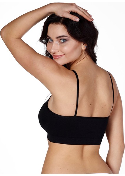 Kadın S-M-L-XL Beden Siyah İnce Askılı Pedli Büstiyer Korse fırsatları