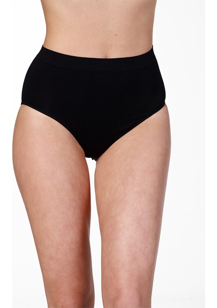 Dikişsiz Yüksek S-M-L-XL-2XL Beden Silikon Bel Bato Slip Korse Külot Siyah