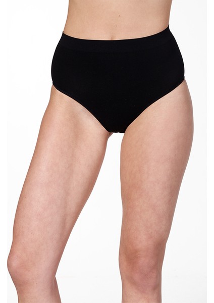 Dikişsiz Yüksek S-M-L-XL-2XL Beden Silikon Bel Bato Slip Korse Külot Siyah