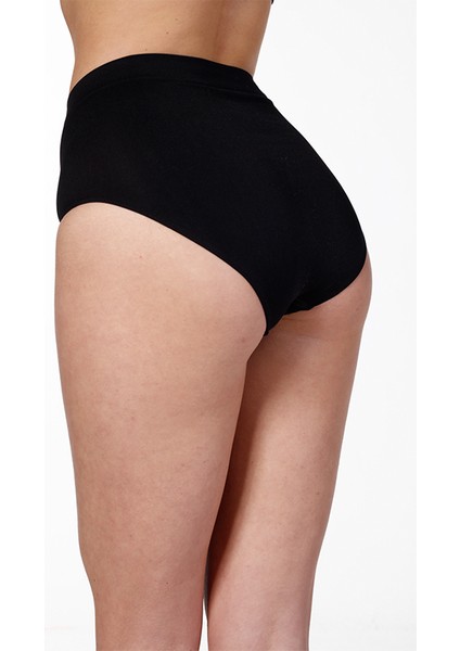 Dikişsiz Yüksek S-M-L-XL-2XL Beden Silikon Bel Bato Slip Korse Külot Siyah