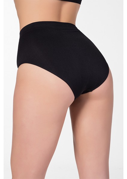 Dikişsiz Yüksek S-M-L-XL-2XL Beden Silikon Bel Bato Slip Korse Külot Siyah