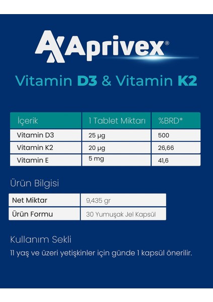 D3 - K2 30 Yumuşak Kapsül