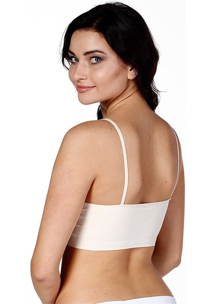 Kadın S-M-L-XL Beden Beyaz İnce Askılı Pedli Büstiyer Korse modelleri