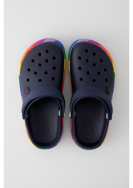 Samesa Siyah Gökkuşağı Clogs Eva Yazlık Plaj - Günlük Terlik