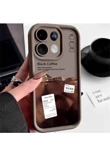 Xiaomi Redmi Note 13 Pro 4g Kılıf Yumuşak Renkli Lansman Silikon Baskılı Desenli Coffe Desenli 3D Çıkıntılı Kenarlı