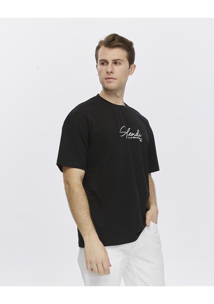 Arkası ve Önü Baskılı Oversize Tişört