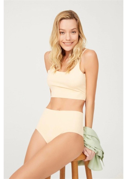 Yüksek Bel Basic Lazer Kesim Kadın Bikini Külot-Ten fiyatları