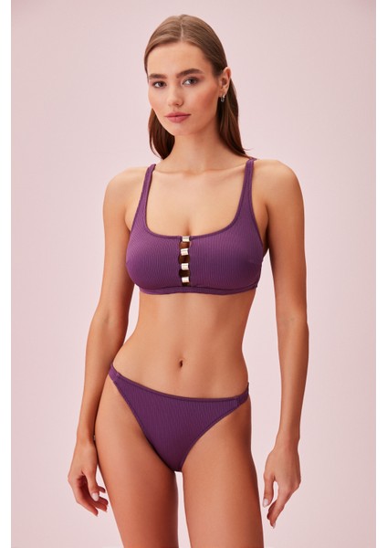 Detaylı Dokulu Bralet Bikini Üst
