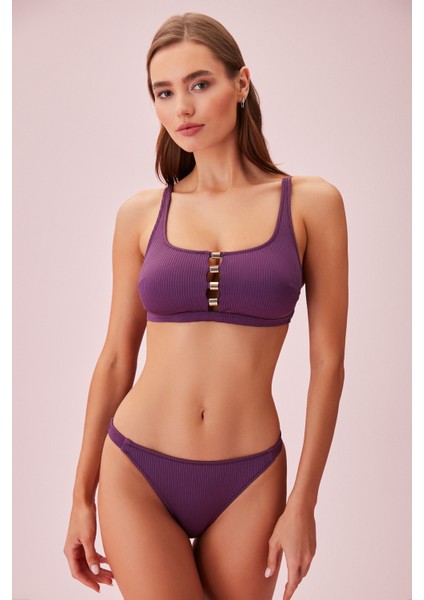 Detaylı Dokulu Bralet Bikini Üst