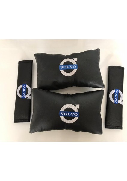 Volvo Nakışlı Deri Oto Boyun Yastığı ve Kemer Pedi