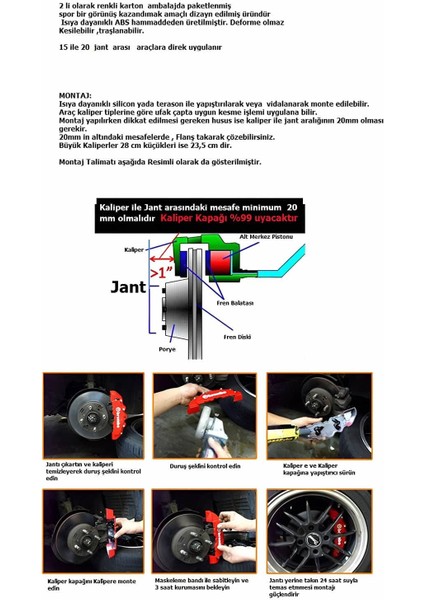 Mini Cooper Uyumlu Brembo Kırmızı Kaliper Kapağı 4 Parça Ön Arka Set
