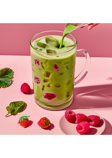 Mim And More Raspberry & Strawberry Matcha, Ahududu ve Çilek Aromalı Matcha 25 gr