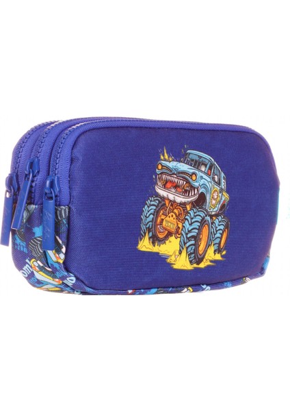 Üç Bölmeli Lacivert Arazi Aracı Erkek Çocuk Kalem Çantası