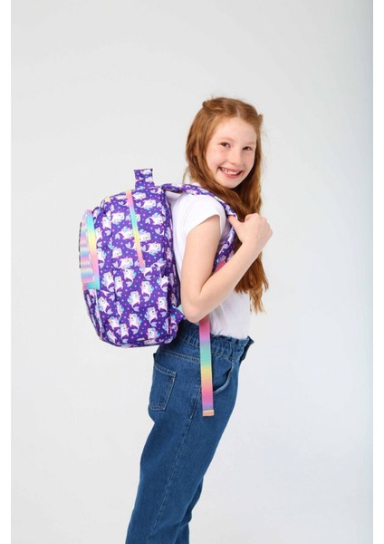 Kids Kız Çocuk Mor Unicorn Okul Sırt Çantası