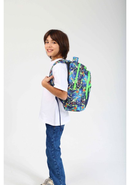 Kids Yeşil Mavi Dinazor Erkek Çocuk Okul Sırt Çantası modelleri