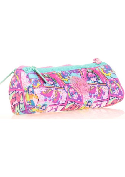 Üç Bölmeli Pembe Yeşil Kız Çocuk Kalem Çantası