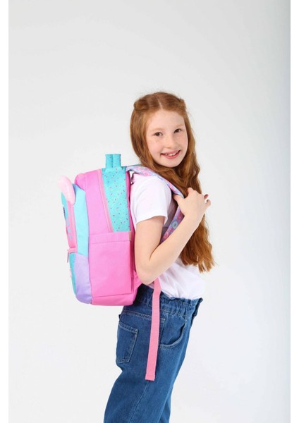 Kids Yeşil Pembe Sevimli Kedi Kız Çocuk Okul Sırt Çantası modelleri