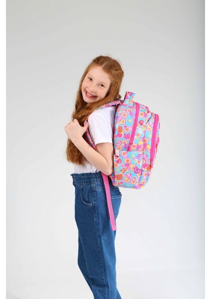 Kids Aynalı Nakışlı Cupcake Pembe Kız Çocuk Okul Sırt Çantası modelleri