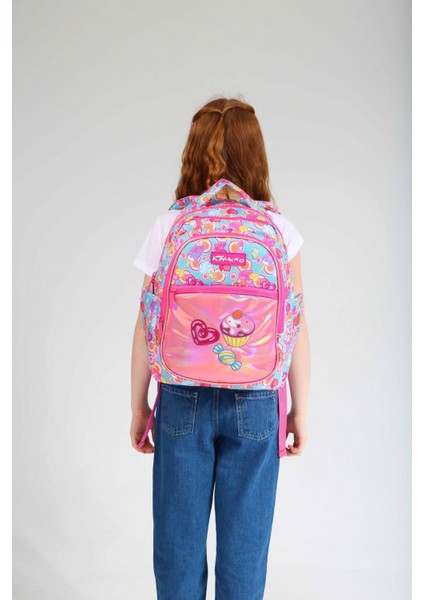 Kids Aynalı Nakışlı Cupcake Pembe Kız Çocuk Okul Sırt Çantası fırsatları