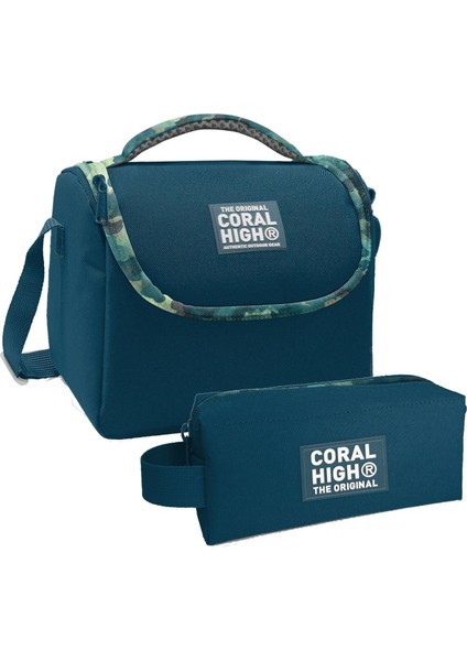 Nefti Kamuflaj Desenli Erkek Çocuk Isı Yalıtımlı Beslenme Çantası ve Kalemlik Seti