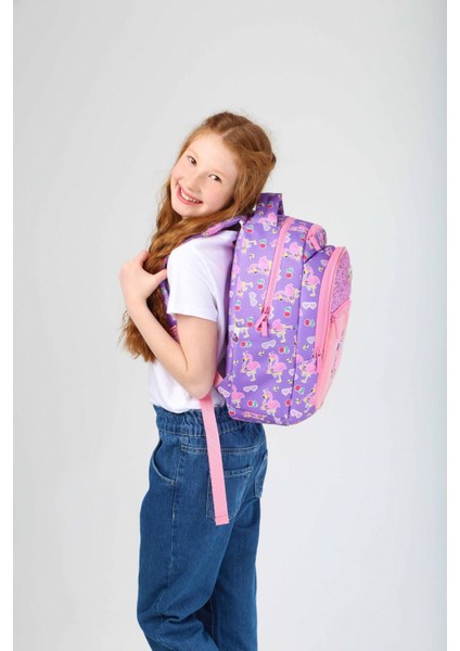 Aynalı Taşlı Flamingo Okul Sırt Çantası ve Kalemlik Seti - Kız Çocuk fiyatları