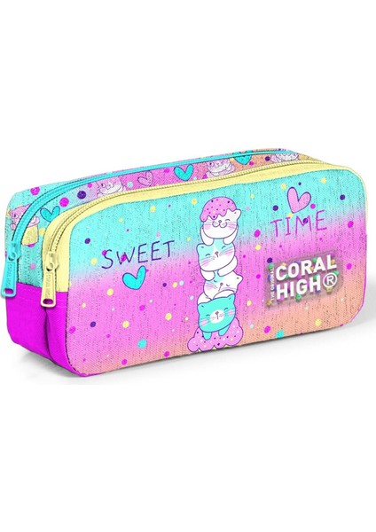 Kız Çocuk Üç Gözlü Ilkokul Çanta Seti - Renkli Dondurmalı Kedi Desenli fırsatları