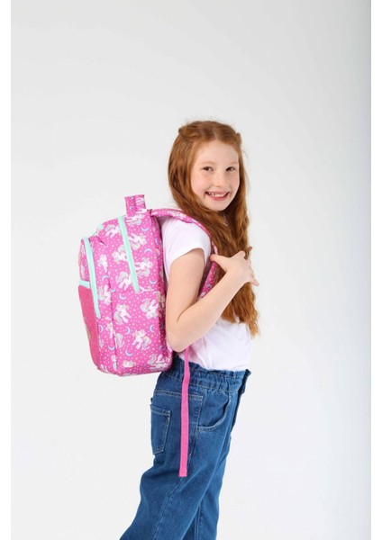Kids Simli Nakışlı Unicorn Pembe Kız Çocuk Okul Sırt Çantası modelleri