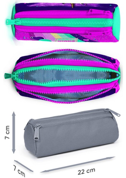 Pembe Su Yeşili Unicorn Desenli Kız Çocuk Isı Yalıtımlı Beslenme Çantası ve Kalemlik Seti modelleri