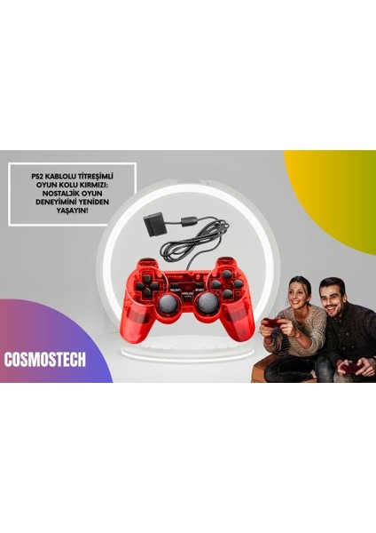 Ps2 Controller Oyun Kolu , Titreşimli Gamepad Joystick kırmızı