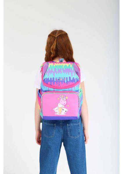 Kids Pembe Çok Renkli Dondurma Kız Çocuk Okul Sırt Çantası - Özel Tasarım fırsatları