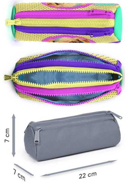 Sarı Pembe Sevimli Köpek Desenli Kız Çocuk Isı Yalıtımlı Beslenme Çantası ve Kalemlik Seti modelleri