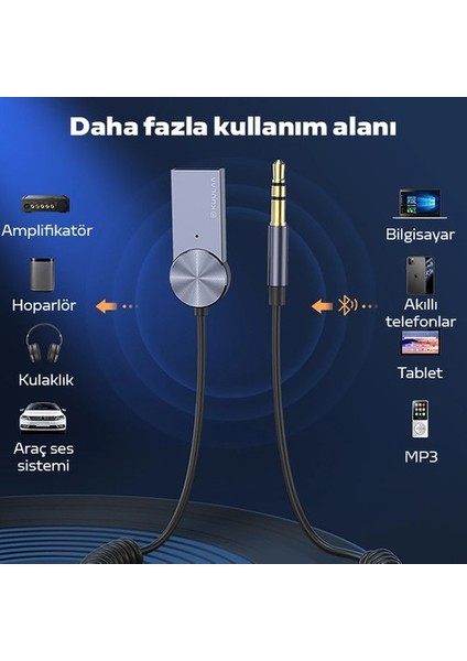 Aux USB Wireless Bluetooth 5.1 Ses Alıcısı Araç Kiti 3.5mm Jack Dönüştürücü fırsatları