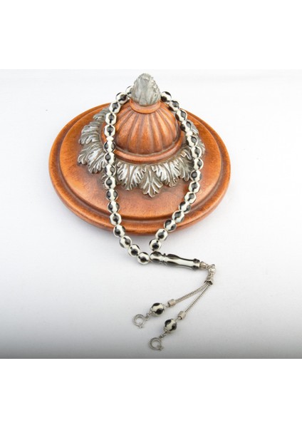 Küre Kesim 10X10MM Beyrut Kehribarı Alpaka Püsküllü Tesbih