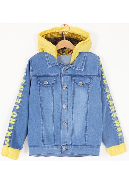 Kapüşonlu Wklnd Kot Erkek Çocuk Ceket - Mavi-Sarı