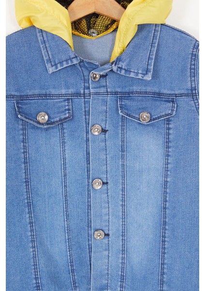 Kapüşonlu Wklnd Kot Erkek Çocuk Ceket - Mavi-Sarı modelleri