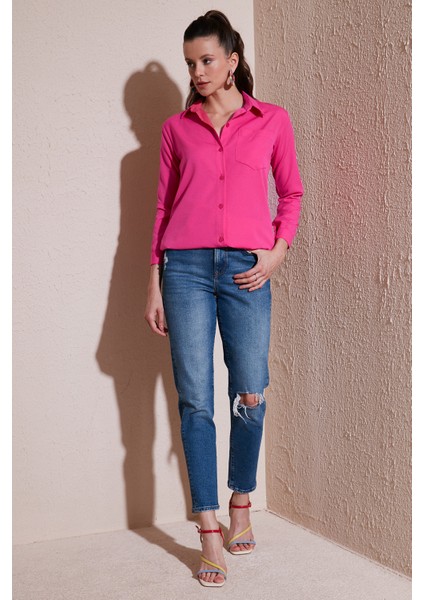 Pamuklu Regular Fit Tek Cepli Gömlek Bayan Gömlek 4613001 fiyatları